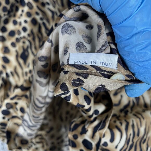 Brioni Neiman Marcus Button Up Shirt Mens Short Sleeve Leopard Print Rayon VTG - Picture 3 of 5